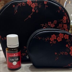 Young Living Ylang Ylang Oil with Black and Red Floral Gift  bag